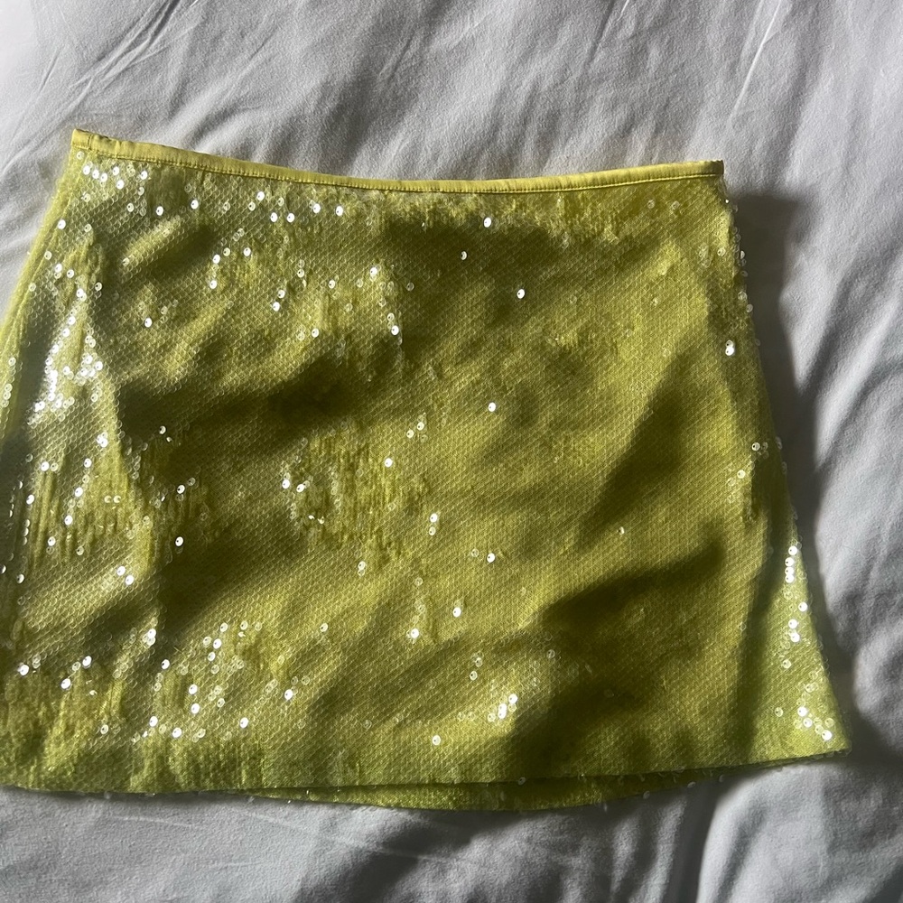 Zara Yellow Sequin Mini Skirt